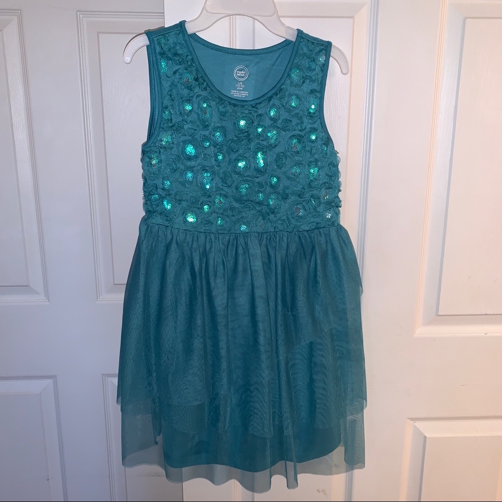Wonder Nation Turquoise Holiday‎ Dress Size: Large